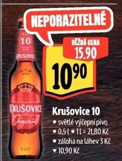 Pivo světlé výčepní Originál Královská 10° Krušovice