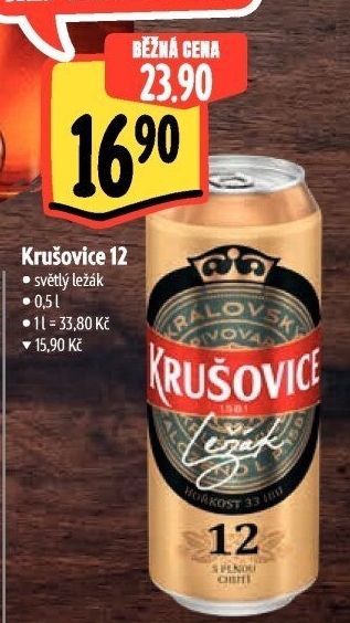 Pivo světlý ležák Královský 12° Krušovice