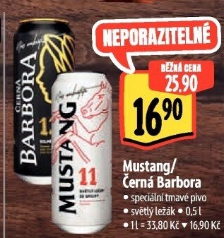 Pivo světlý ležák Mustang 11° Ostravar