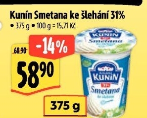 Smetana ke šlehání Mlékárna Kunín 31%