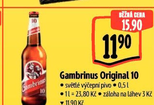 Pivo světlé výčepní Originál 10° Gambrinus