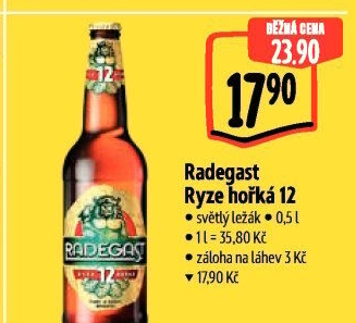 Pivo světlý ležák 12° Ryze hořká Radegast