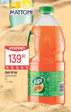 Jupí sirup, různé druhy 3l