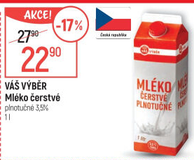 Mléko čerstvé Váš Výběr - 3,5% plnotučné