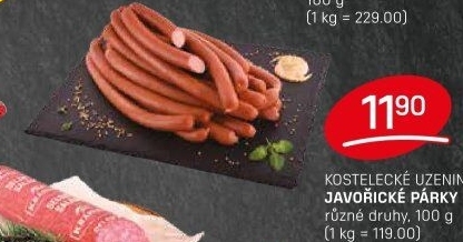 Párky javořické Kostelecké uzeniny