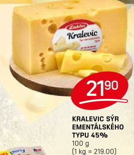 Sýr ementálského typu 45% Kralevic Laktos