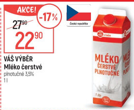 Mléko čerstvé Váš Výběr - 3,5% plnotučné