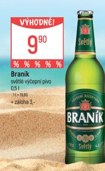 Pivo světlé výčepní 10° Braník