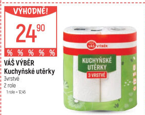 Utěrky kuchyňské 3vrstvé Váš Výběr