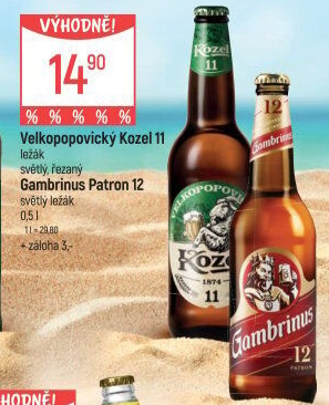 Pivo ležák 11° Řezaný Velkopopovický Kozel