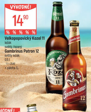 Pivo ležák 11° Řezaný Velkopopovický Kozel