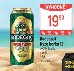 Pivo světlý ležák 12° Ryze hořká Radegast