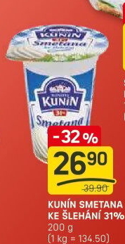 Smetana ke šlehání Mlékárna Kunín 31%