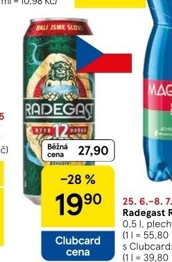 Pivo světlý ležák 12° Ryze hořká Radegast