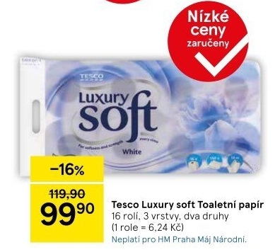 Toaletní papír 3vrstvý Luxury Tesco