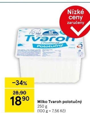 Tvaroh polotučný z Poděbrad Milko