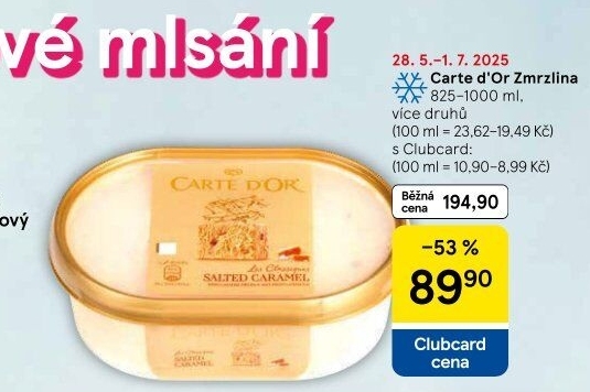 Zmrzlina ve vaničce Carte D'