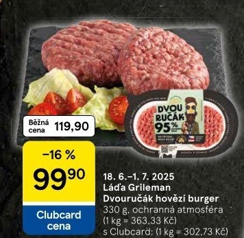 Hovězí burger dvouručák Láďa Grileman Kostelecké uzeniny