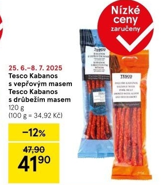 Kabanos s vepřovým masem Tesco