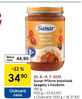 Masozeleninový příkrm bio Sunar