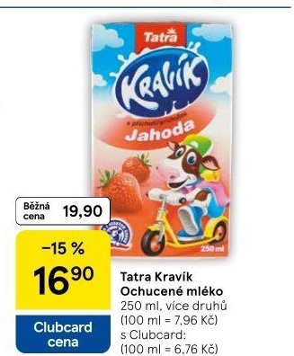 Nápoj mléko ochucené Kravík Tatra