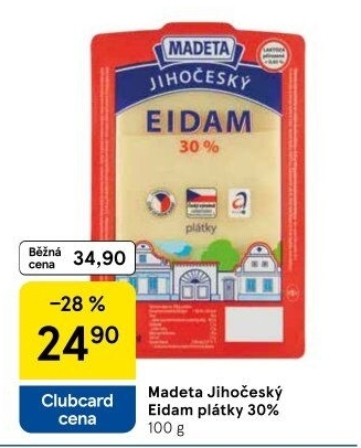 Sýr Eidam Jihočeský 30% Madeta