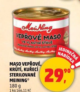 Maso vepřové ve vlastní šťávě Meining
