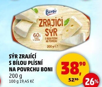 Sýr zrající s bílou plísní na povrchu Boni
