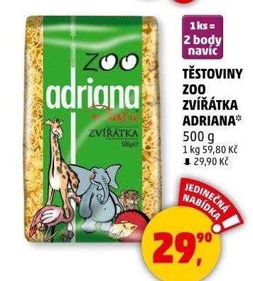 Těstoviny semolinové Zoo Adriana