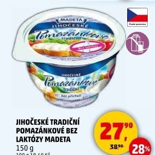 Tradiční pomazánkové bez laktózy Jihočeské Madeta