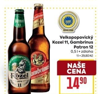 Pivo světlý ležák 11° Medium Velkopopovický Kozel