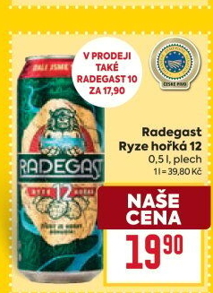 Pivo světlý ležák 12° Ryze hořká Radegast