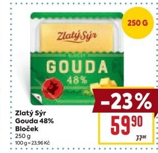 Sýr Gouda 48% Zlatý sýr Milkpol