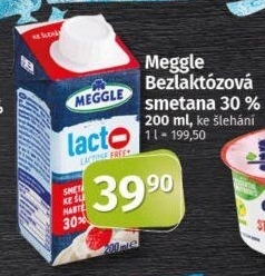 Smetana ke šlehání 30% bez laktózy Meggle