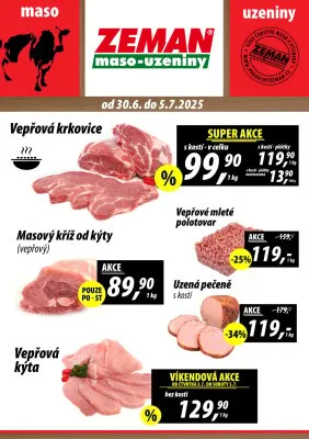 akční leták ZEMAN maso - uzeniny 30.6.2025-5.7.2025