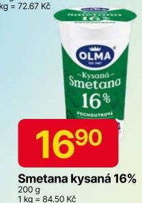 Smetana zakysaná Olma 16%