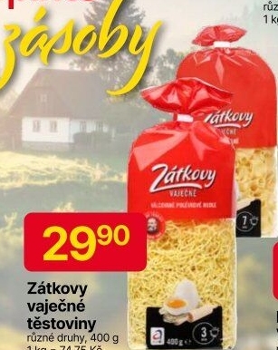 Těstoviny vaječné Zátkovy