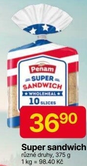 Toustový chléb supersendvič Penam