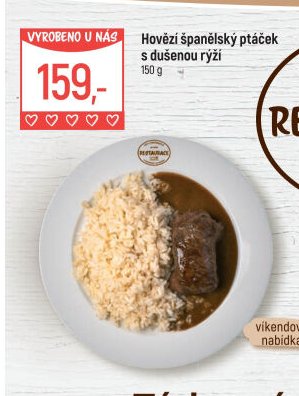 Hovězí španělský ptáček s dušenou rýží