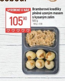 Bramborové knedlíky plněné uzeným masem s kysaným zelím