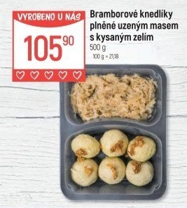 Bramborové knedlíky plněné uzeným s kysaným zelímGlobus