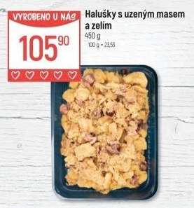 Halušky s uzeným masem a zelím Globus