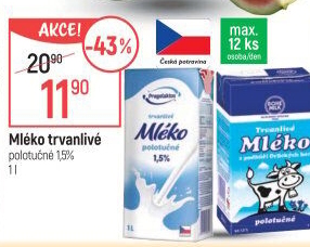 Mléko trvanlivé Pragolaktos- 1,5% polotučné