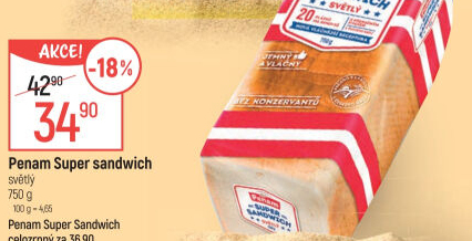Toustový chléb supersendvič Penam