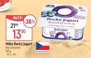 Ochucený jogurt řecký 0% Milko