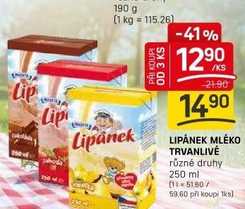 Nápoj mléko ochucené Lipánek Madeta