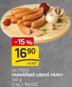 Párky farmářské libové Maso uzeniny Písek