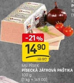 Paštika játrová písecká Maso uzeniny Písek