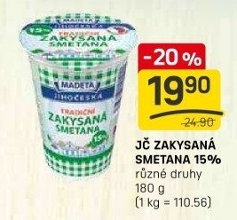 Smetana zakysaná Jihočeská Madeta 15%