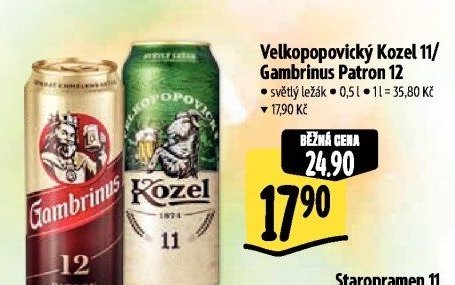 Velkopopovický Kozel 11 / Gambrinus Patron 12